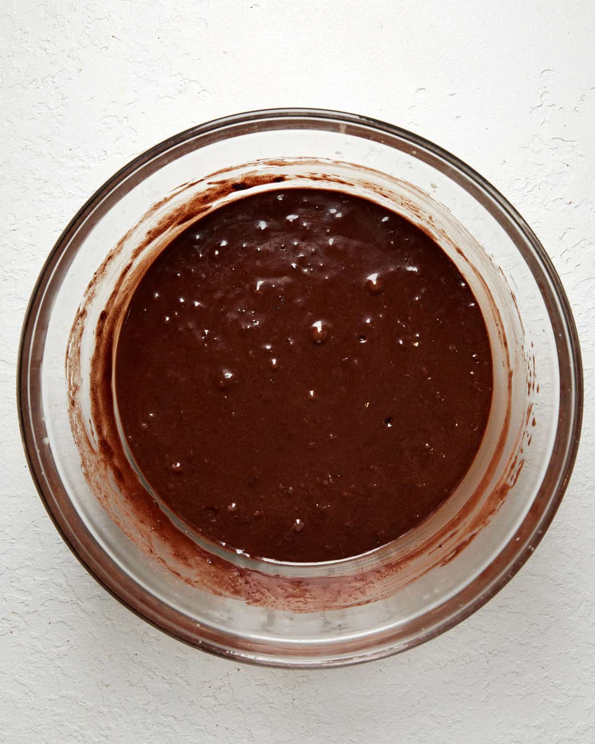 chocolate mocha cupcake batter in a mixing bowl.